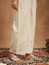 Janasya Women's Indigo Blue & Beige Pure Cotton Paisley Printed Anarkali Kurta With Palazzo Set